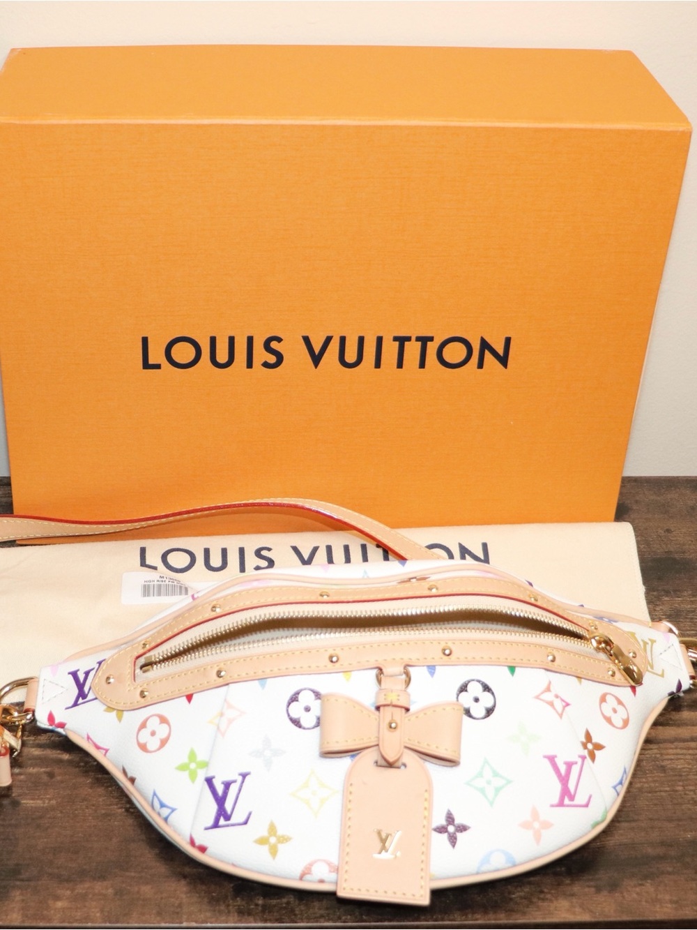 Louis Vuitton White Murakami Monogram Mini Bow Belt Bag